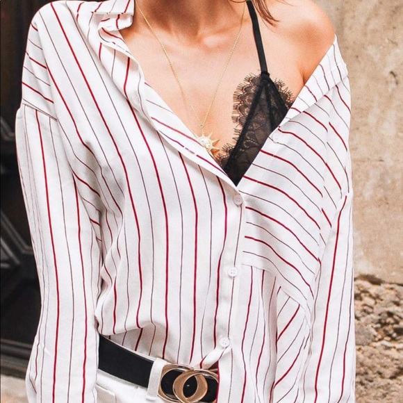 Striped Button Down Top - Picture 2 of 6